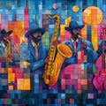 Jazz Club Mosaic Mural Wallpaper — Urban Musical Art Mural Wallpaper - room preview 02