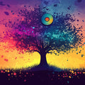 Vinyl Record Tree Mural Wallpaper — Vibrant Abstract Art Mural Wallpaper - room preview 02