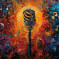 Vintage Microphone Oil Painting Mural Wallpaper - room preview 02