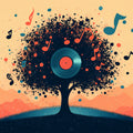 Melodic Tree Particle Mural Wallpaper — Abstract Music Wall Art Mural Wallpaper - room preview 02