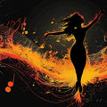 Fiery Dancer Music Waves Mural Wallpaper — Bold Contemporary Art Mural Wallpaper - room preview 02