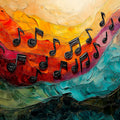 Abstract Musical Notes Mural Wallpaper — Vibrant Oil Painting Mural Wallpaper - room preview 02