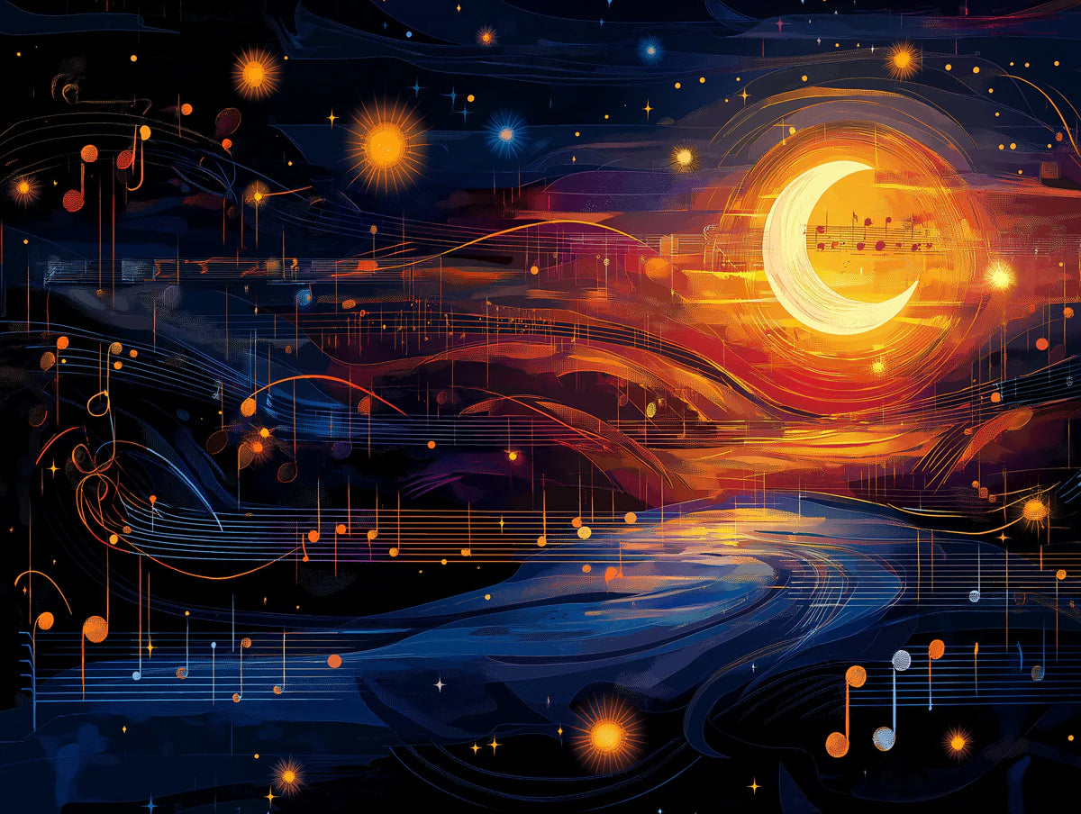 Celestial Symphony Mural Wallpaper — Abstract Night Sky Design Mural Wallpaper - room preview 02