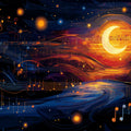 Celestial Symphony Mural Wallpaper — Abstract Night Sky Design Mural Wallpaper - room preview 02
