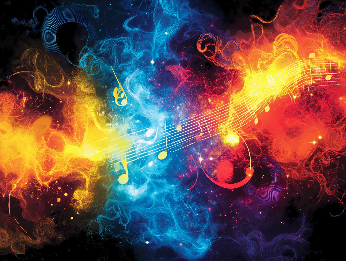 Neon Sound Waves Music Mural Wallpaper — Vibrant Abstract Art Mural Wallpaper - room preview 02
