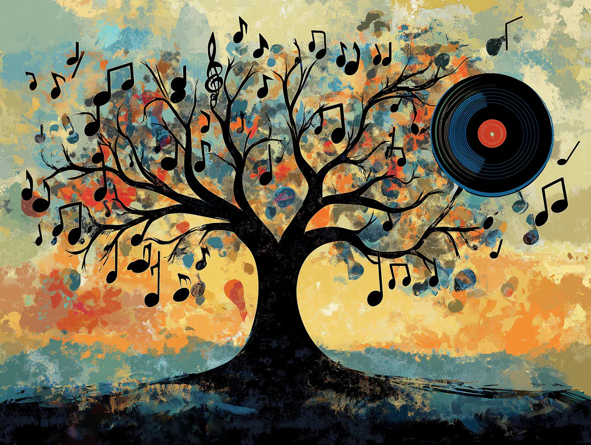 Melodic Tree Abstract Mural Wallpaper — Vibrant Artistic Design Mural Wallpaper - room preview 02
