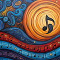 Abstract Musical Symphony Mural Wallpaper — Vibrant Artistic Design Mural Wallpaper - room preview 02