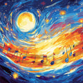 Starry Musical Melody Mural Wallpaper — Fluid Artistic Design Mural Wallpaper - room preview 02
