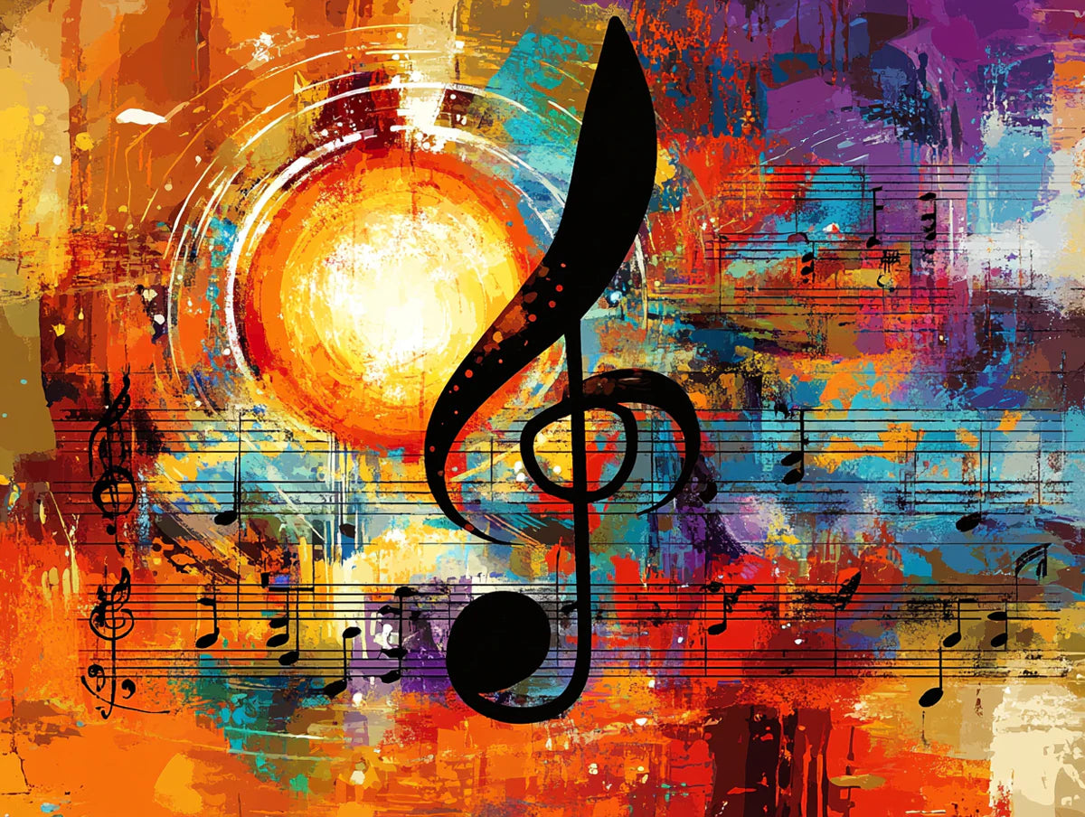 Abstract Musical Rhythm Mural Wallpaper — Expressive Urban Art Mural Wallpaper - room preview 02