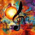Abstract Musical Rhythm Mural Wallpaper — Expressive Urban Art Mural Wallpaper - room preview 02