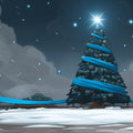 Starry Winter Night Mural Wallpaper — Graphic Holiday Scene Mural Wallpaper - room preview 02