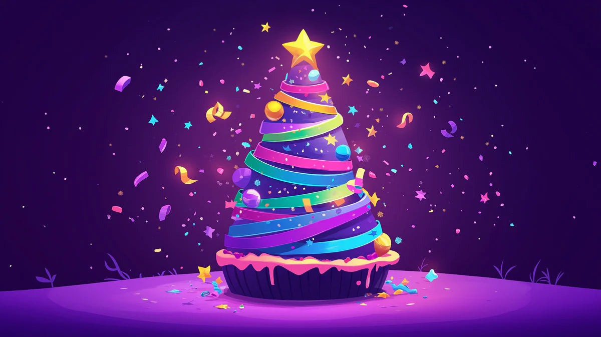 Festive Cupcake Tree Mural Wallpaper — Vibrant Whimsical Design Mural Wallpaper - room preview 02