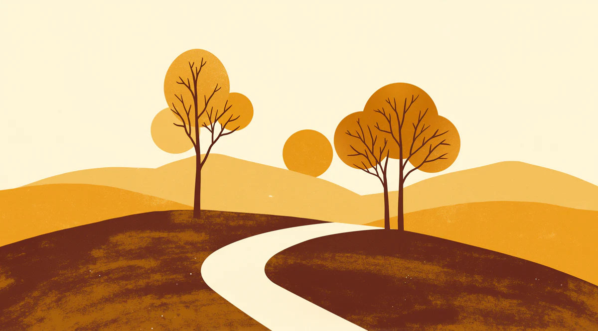 Autumn Path Mural Wallpaper — Minimalist Landscape Design Mural Wallpaper - room preview 02