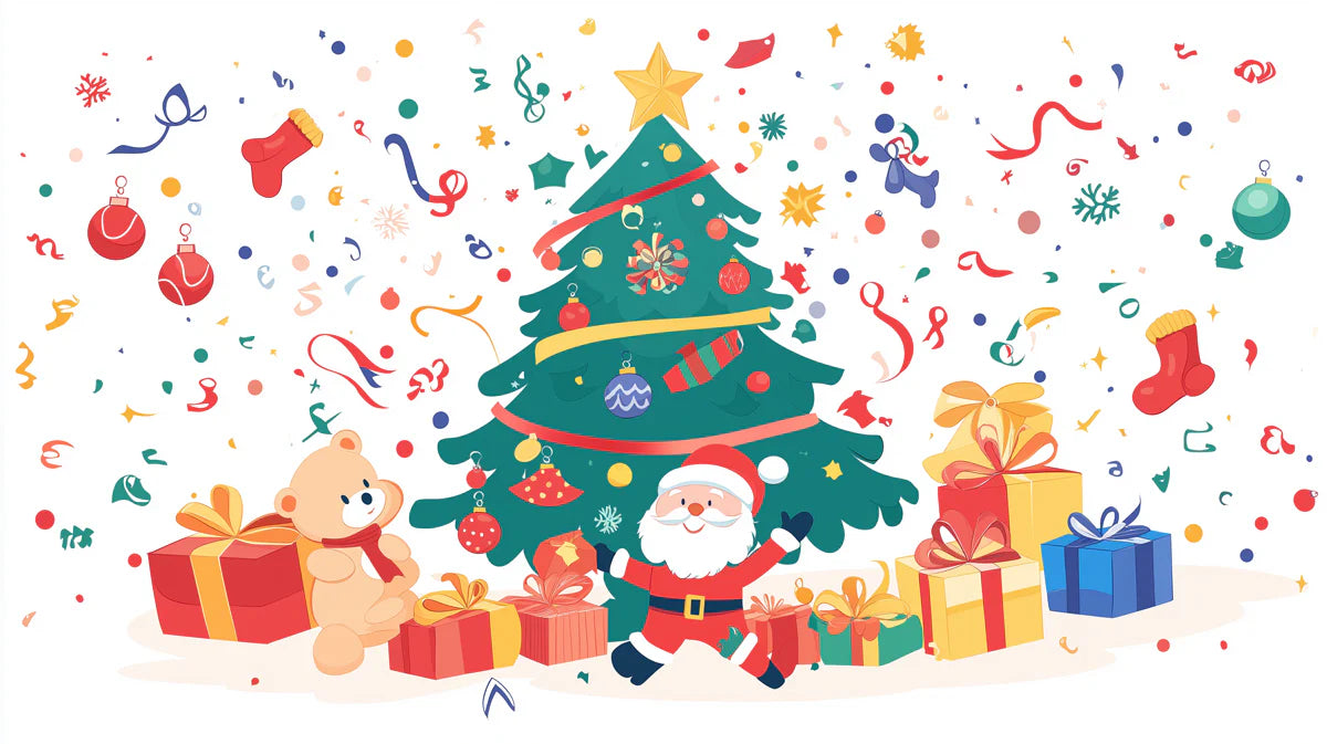 Christmas Celebration Mural Wallpaper — Festive Holiday Fun Mural Wallpaper - room preview 02