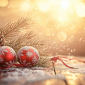 Festive Bauble and Pine Mural Wallpaper —Warm Holiday Glow Mural Wallpaper - room preview 02