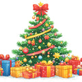 Festive Holiday Tree Mural Wallpaper — Vibrant Christmas Scene Mural Wallpaper - room preview 02