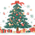 Christmas Tree and Teddy Bear Mural Wallpaper — Whimsical Holiday Mural Wallpaper - room preview 02