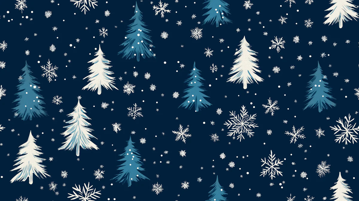 Winter Pine Forest Mural Wallpaper —Nordic Snowflake Pattern Mural Wallpaper - room preview 02