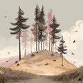 Windswept Knoll Mural Wallpaper in Dusty Pink and Charcoal Mural Wallpaper - room preview 02