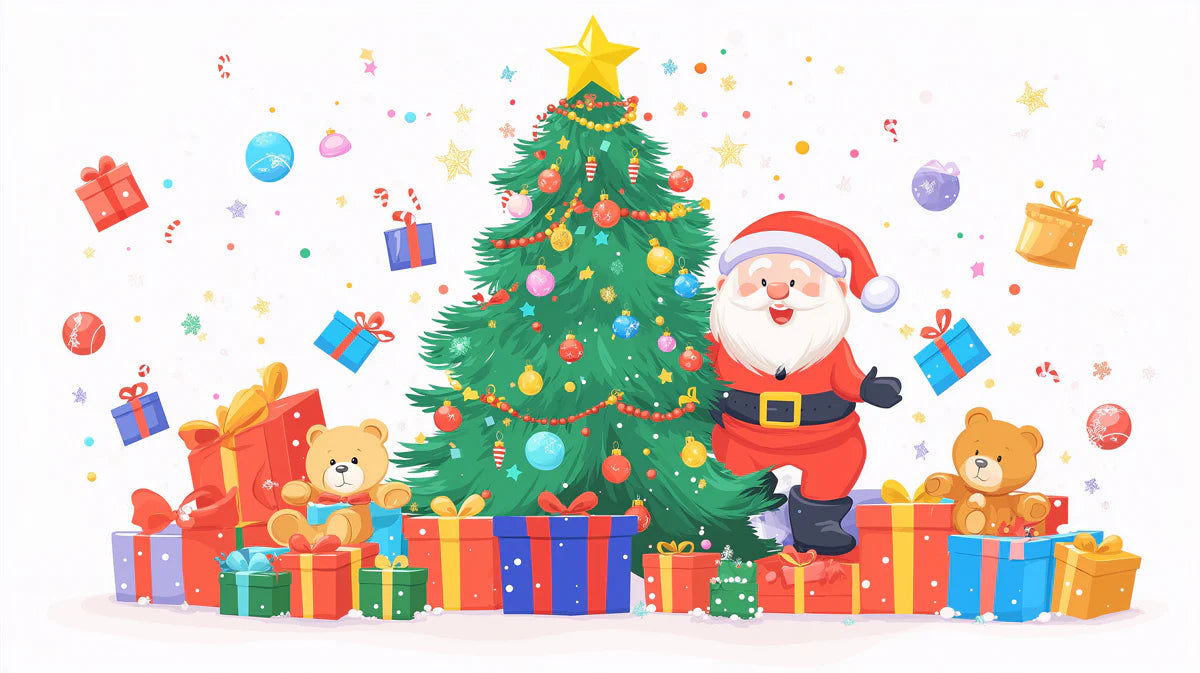 Merry Santa Holiday Mural Wallpaper — Cheerful Christmas Decor Mural Wallpaper - room preview 02