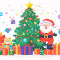 Merry Santa Holiday Mural Wallpaper — Cheerful Christmas Decor Mural Wallpaper - room preview 02