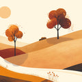 Sun-Baked Hillside Mural Wallpaper — Warm Autumn Landscape Mural Wallpaper - room preview 02