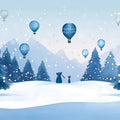 Winter Balloon Voyage Mural Wallpaper — Whimsical Snowy Scene Mural Wallpaper - room preview 02