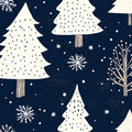 Nordic Winter Forest Mural Wallpaper — Hand-Drawn Navy and White Mural Wallpaper - room preview 02
