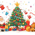 Santa's Arrival Watercolor Mural Wallpaper — Whimsical Holiday Scene Mural Wallpaper - room preview 02