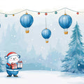 Polar Bear Balloon Parade Mural Wallpaper in Watercolor Blue Mural Wallpaper - room preview 02