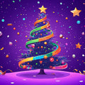 Rainbow Christmas Tree Mural Wallpaper — Festive Holiday Art Mural Wallpaper - room preview 02
