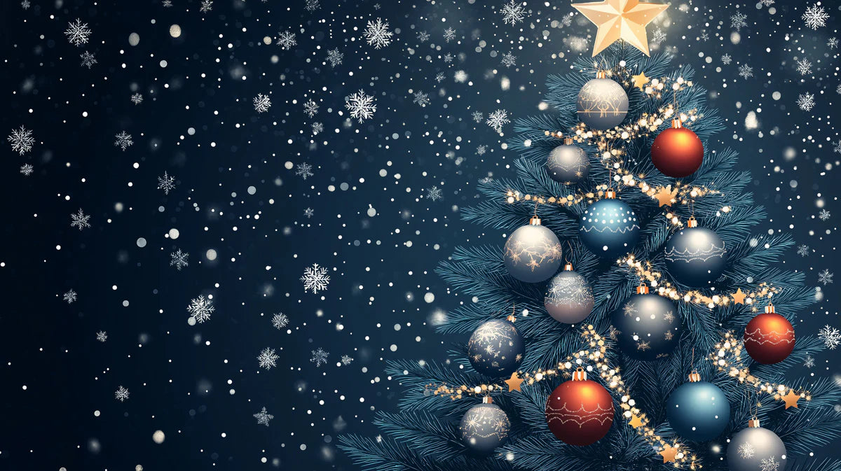 Winter Eve Ornament Mural Wallpaper — Festive Midnight Blue Scene Mural Wallpaper - room preview 02