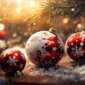 Festive Holiday Bauble Mural Wallpaper — Warm Winter Scene Mural Wallpaper - room preview 02