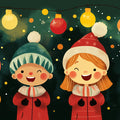 Holiday Carolers Mural Wallpaper — Whimsical Winter Scene Mural Wallpaper - room preview 02