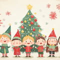 Holiday Friends Festive Mural Wallpaper — Whimsical Kids Pattern Mural Wallpaper - room preview 02