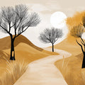 Golden Hills Landscape Mural Wallpaper — Modern Abstract Art Mural Wallpaper - room preview 02