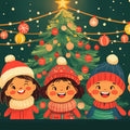 Winter Carolers Mural Wallpaper — Whimsical Holiday Scene Mural Wallpaper - room preview 02