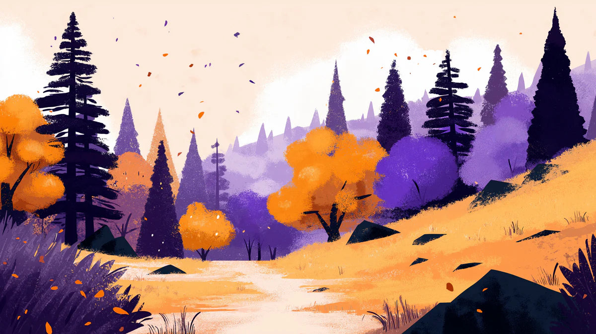 Enchanted Valley Mural Wallpaper in Amber and Amethyst Tones Mural Wallpaper - room preview 02