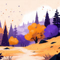 Enchanted Valley Mural Wallpaper in Amber and Amethyst Tones Mural Wallpaper - room preview 02
