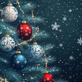 Winter Festive Pine Mural Wallpaper — Holiday Ornament Design Mural Wallpaper - room preview 02