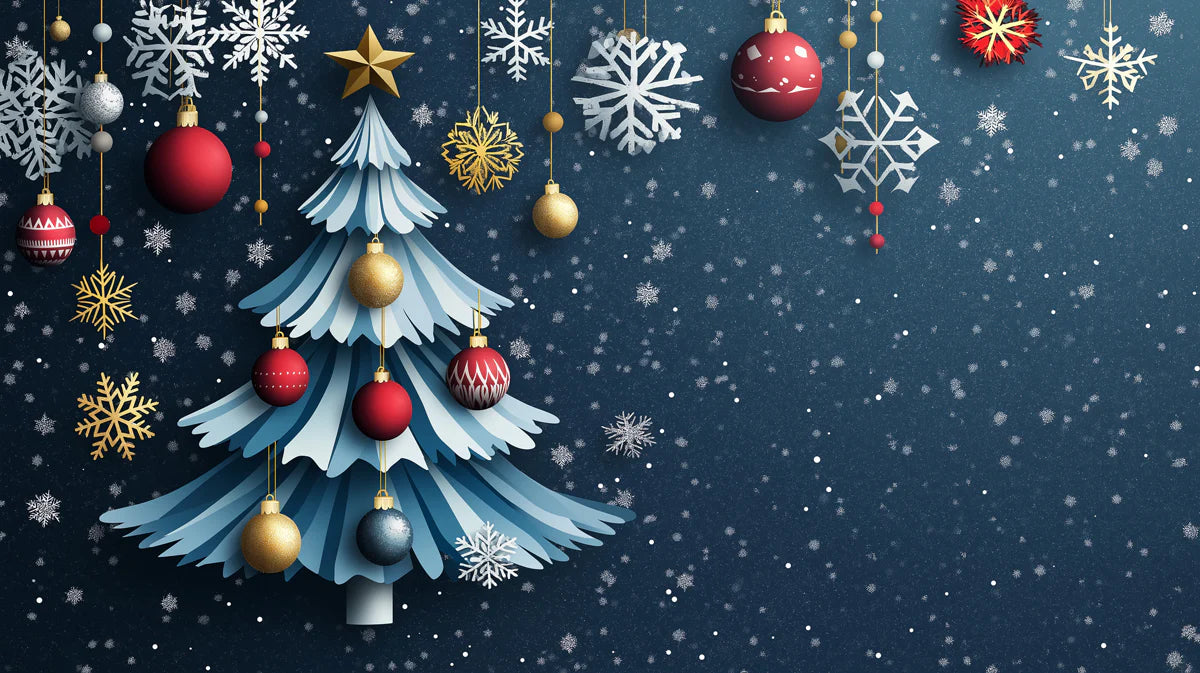Papercraft Christmas Tree Mural Wallpaper — Festive Holiday Style Mural Wallpaper - room preview 02