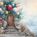 Mountain Christmas Tree Dwelling Mural Wallpaper — Whimsical Decor Mural Wallpaper - room preview 02
