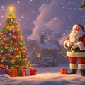 Christmas Eve Village Scene Mural Wallpaper — Whimsical Storybook Art Mural Wallpaper - room preview 02