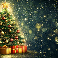 Glistening Christmas Tree Mural Wallpaper with Golden Bokeh Mural Wallpaper - room preview 02