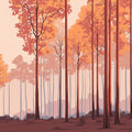 Autumn Woodland Mural Wallpaper — Warm Clay and Golden Forest Mural Wallpaper - room preview 02