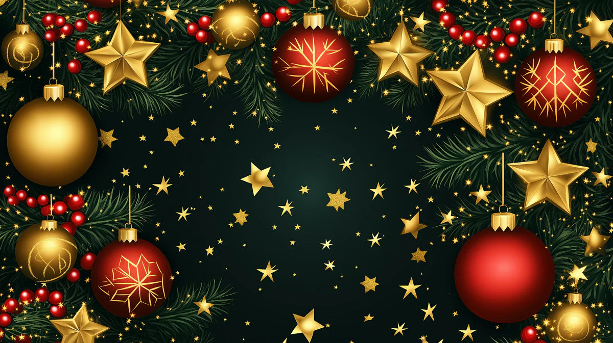 Festive Holiday Bauble Mural Wallpaper — Emerald and Gold Mural Wallpaper - room preview 02