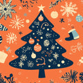 Folk Art Holiday Medley Mural Wallpaper — Playful Festive Decor Mural Wallpaper - room preview 02