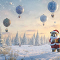 Santa Bear and Hot Air Balloons Winter Mural Wallpaper - room preview 02