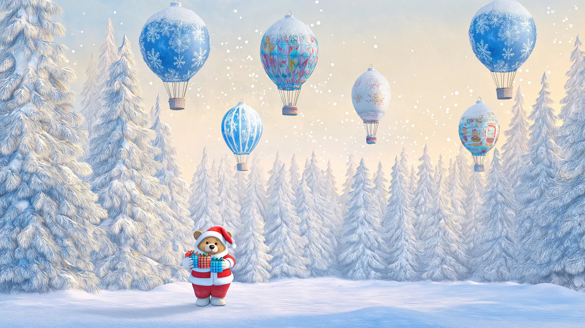 Winter Festival Teddy Bear Mural Wallpaper — Whimsical Holiday Scene Mural Wallpaper - room preview 02