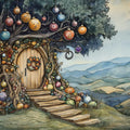 Enchanted Treehouse Mural Wallpaper — Whimsical Nature Illustration Mural Wallpaper - room preview 02